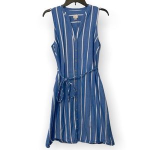 A New Day Blue Button Down Sleeveless Dress with White Stripes Size Large